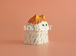 画像2: 第一回抽選販売対象品　木彫り人形 　オニペルちゃん4　赤茶×白　４センチ幅
