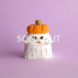 画像: 木彫り人形 　かぼちゃ帽子のペルシャねこ　 4センチ幅
